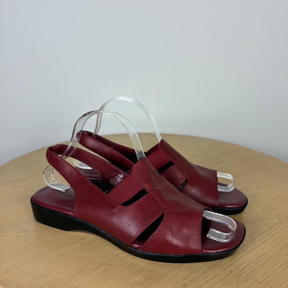 Grasshoppers Red Leather Slingback Sandals Women's 8.5 Summer Low Retro 90s